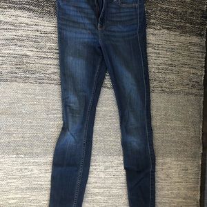 Hollister Dark wash high-rise jeggings with raw hems